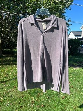 Grey long sleeve button blouse